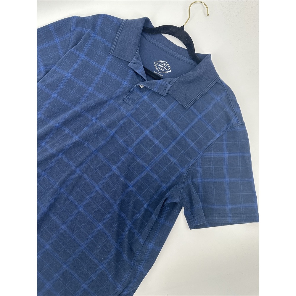 St Johns Bay Polo Shirt Men's X Large Short Sleeve Blue Quick Dri